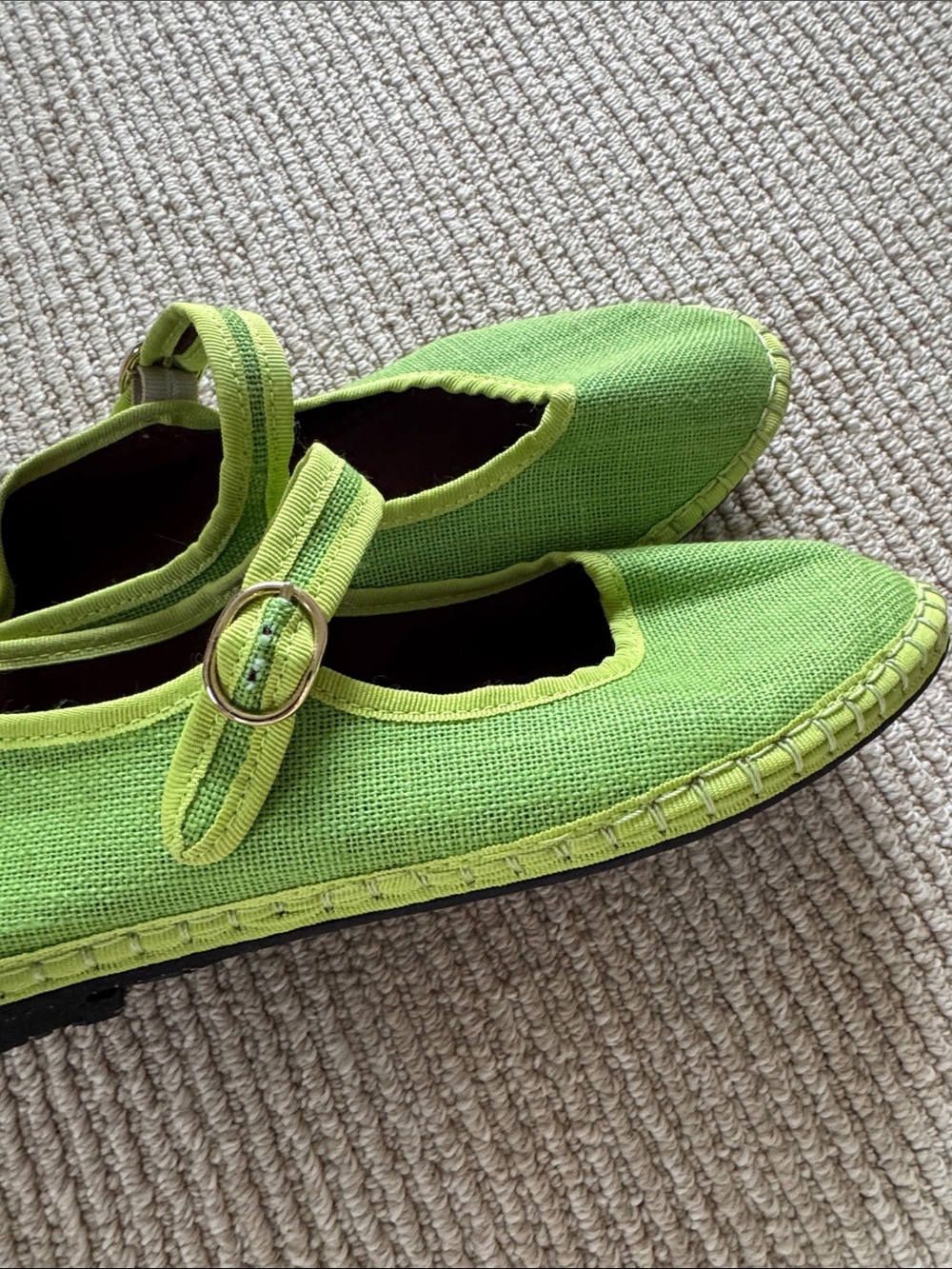 Flabelus Lime Green Line Mary Jane Espadrilles NWOT - Picture 5 of 5